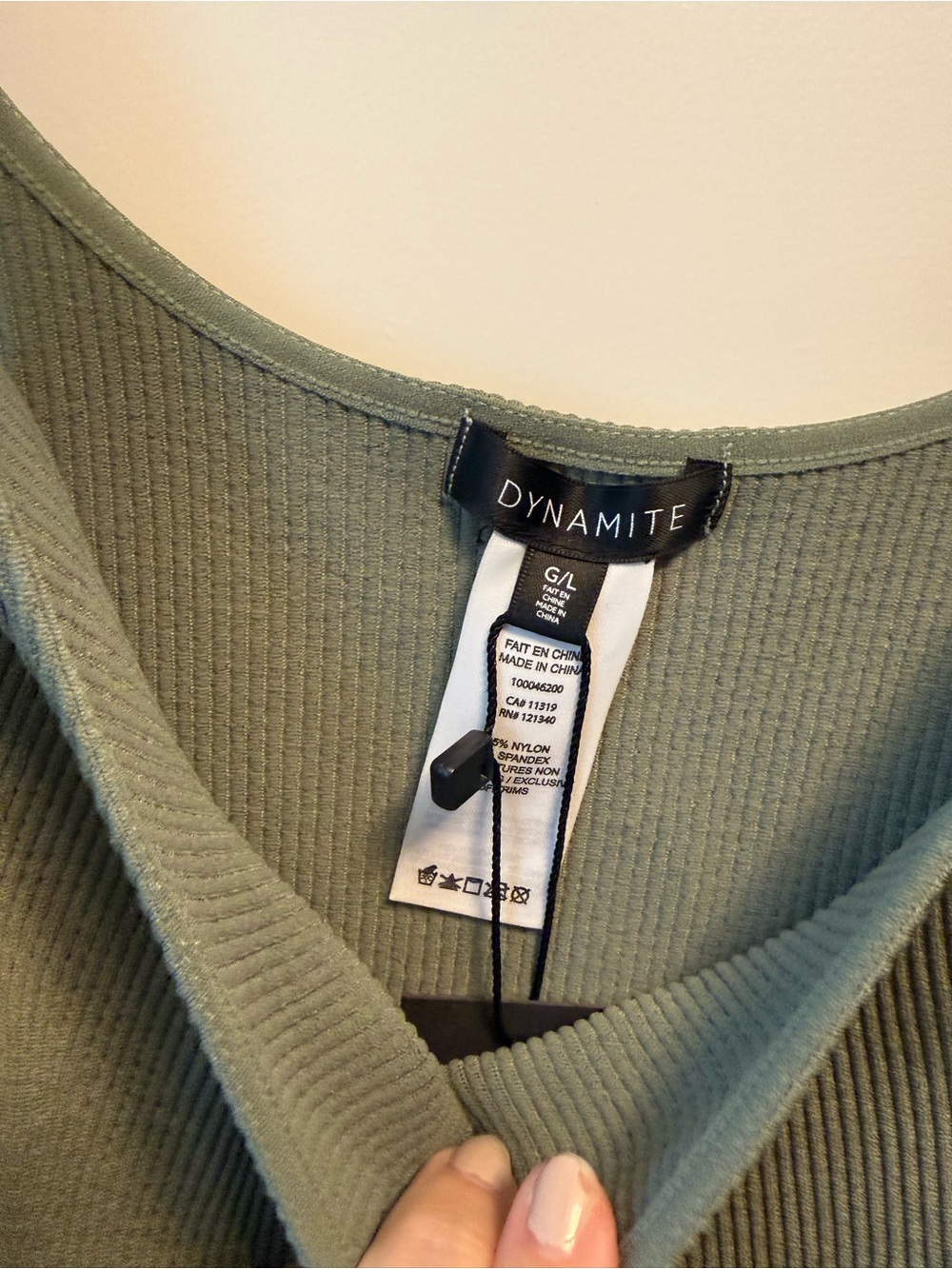 Dynamite Olive Ribbed Square Neck Tank - Picture 2 of 4